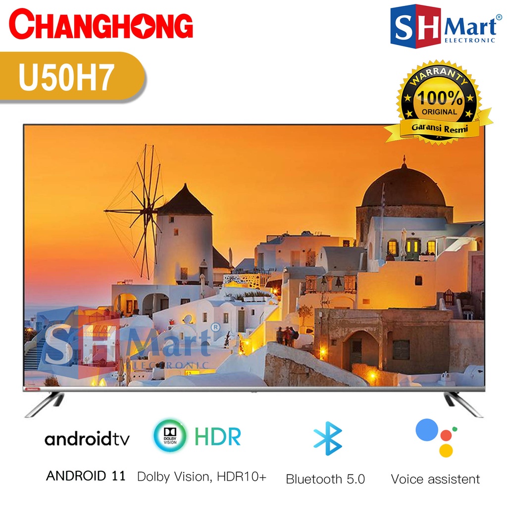 TV CHANGHONG 50 INCH U50H7 BEZEL LESS 4K UHD ANDROID TV GARANSI RESMI (MEDAN)