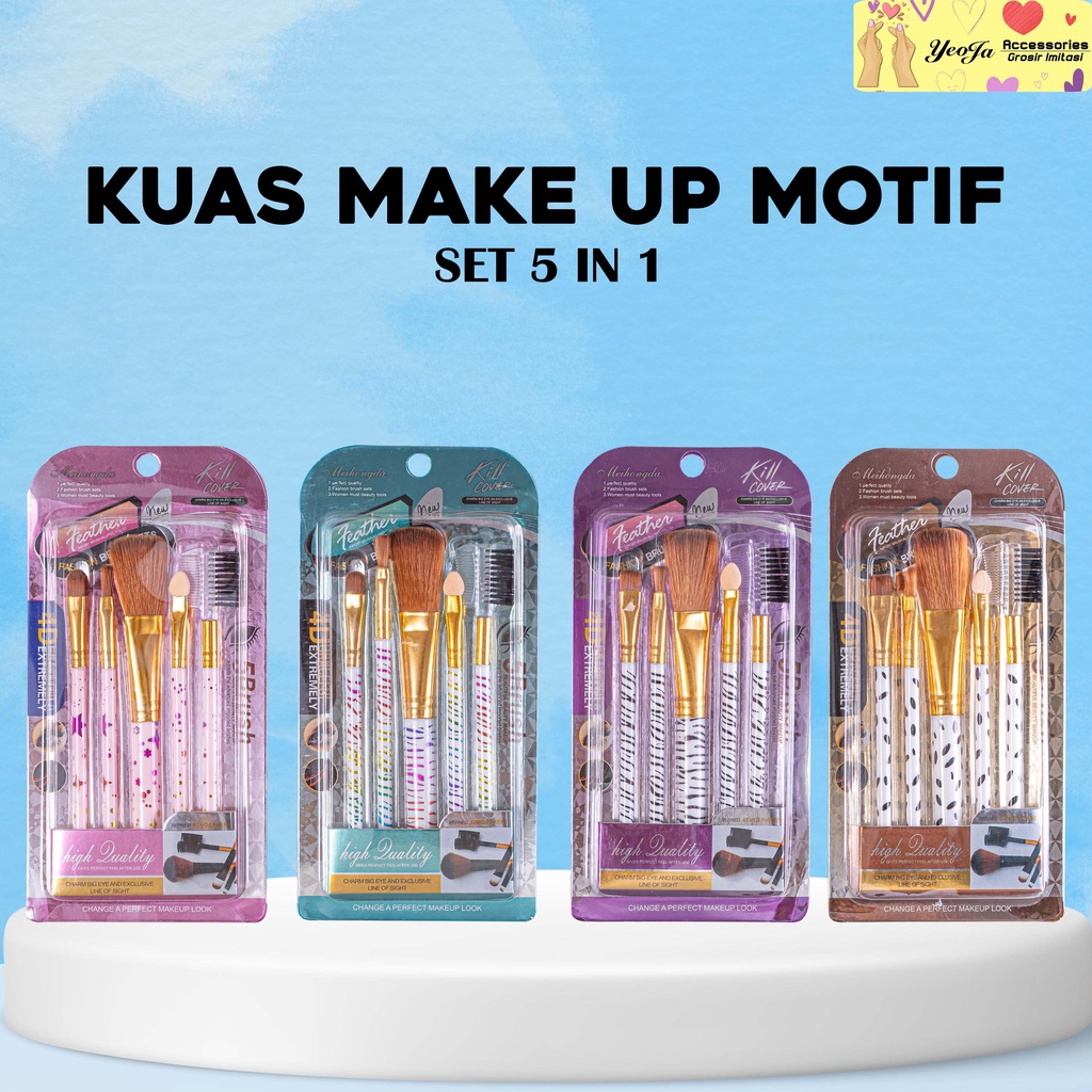 Kuas Make Up Motif 1set isi 5 (4 warna) ( A24 )