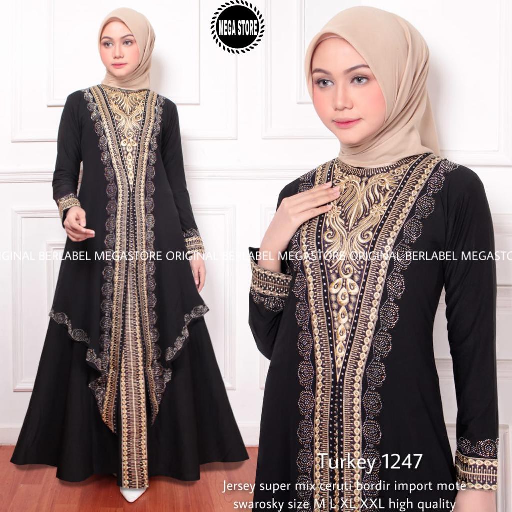 Abaya Turkey 1274 hitam bordir//turki saudi// Abaya ORI/Abaya Hitam