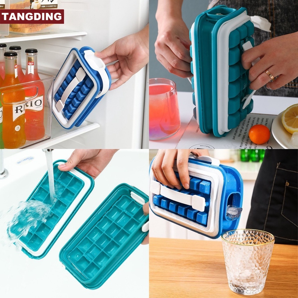 【COD Tangding】36 Ice Folding Ice Tray Home Made Curling Storage Box Ice Mold Food Grade Storage Box