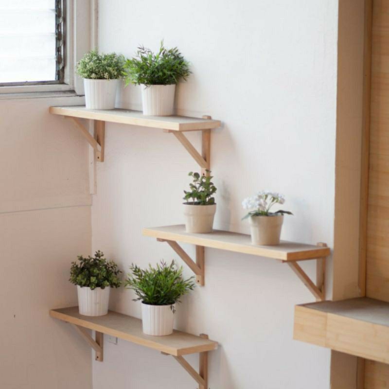 Rak Dinding Ambalan Bracket Siku / Rak Pot / Rak Kaktus / Rak Kayu