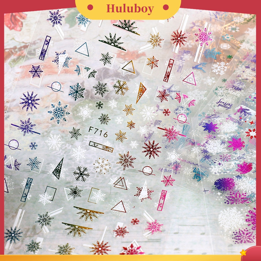 Huluboy Huluboy♡ Stiker Kuku Efek 3D Bahan Foil Glitter Untuk Dekorasi Nail Art