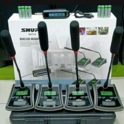 MIC SHURE SH114 WIRELESS ISI 4 MIKROFON PODIUM RAPAT MIMBAR CONFERENCE MULTI CHANNEL FREE COPER