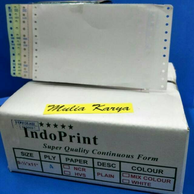 

PPOB Continous Form 4ply :2 Perforasi Indoprint kertas komputer 9.5 x 11