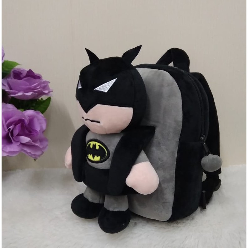 Tas Ransel Boneka Superman Spiderman Kapten Batman anak Paud/Tas Karakter /Boneka Bisa Dilepas