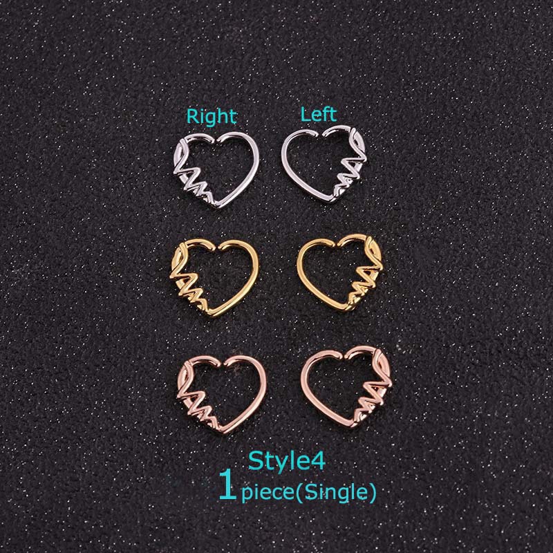 1piece Heart Copper with Zircon Earrings Pinna Daith Helix Piercing