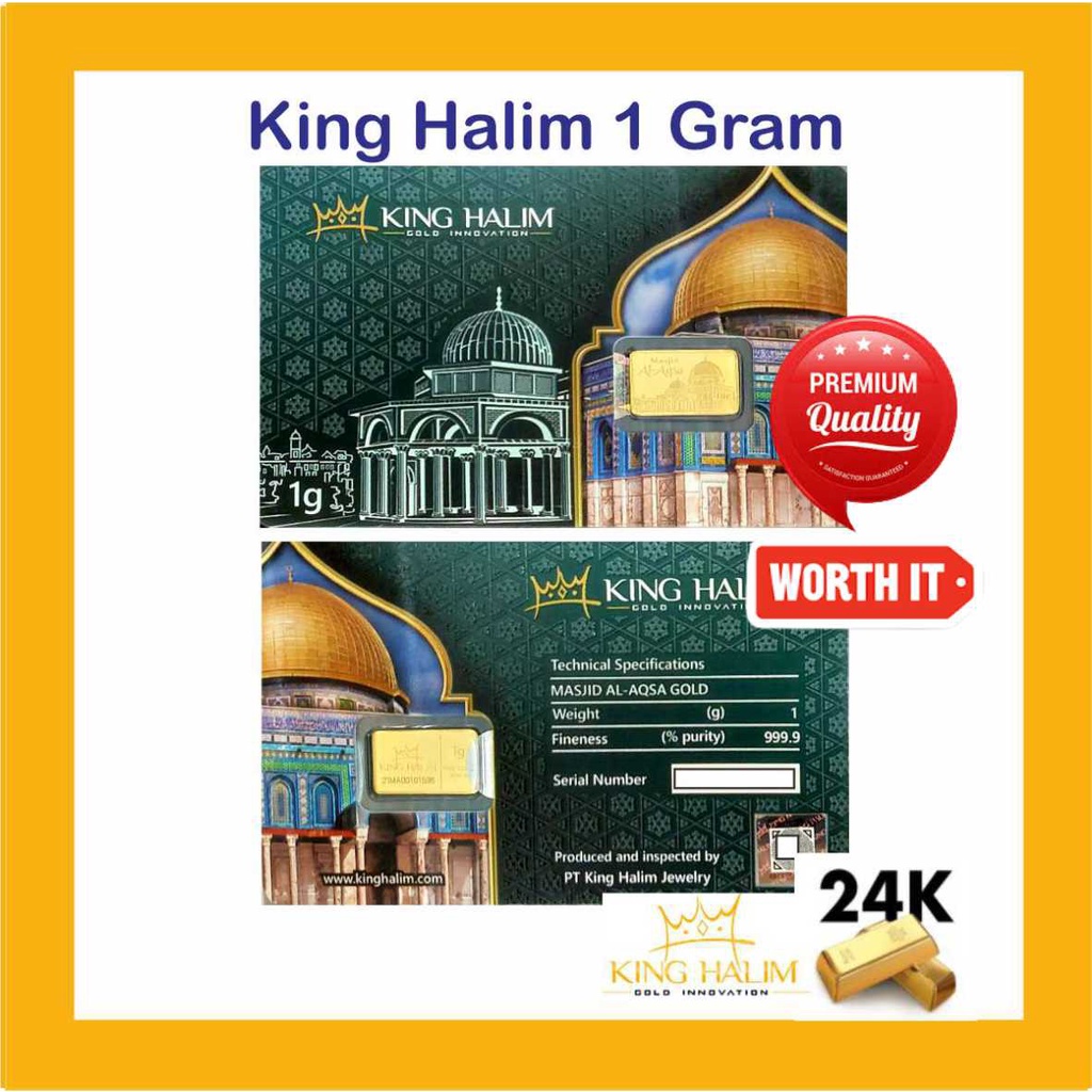 LM Emas Logam Mulia King Halim 1 gram Certieye edisi Masjid Al Aqsa Islam Moslem Muslim Haji Idul Fi