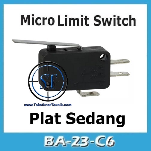 BA-23C6 Micro Switch Micro Limit Switch Besar  Saklar Tombol Tekan No NC Tuas gagang Panjang Tanpa Roda 7-1