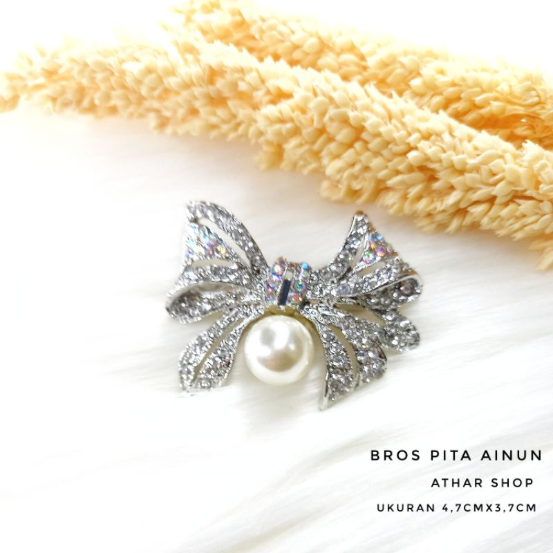 Athar shop COD Bros mutiara kristal fashion korea aksesoris fashion pin bros tuspin-Pita Ainun silver