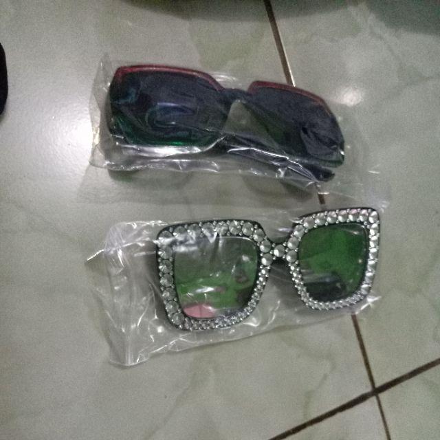 [bayar Di Tempat]kacamata Sunglass Bentuk Kotak Gaya Retro Untuk Wanita