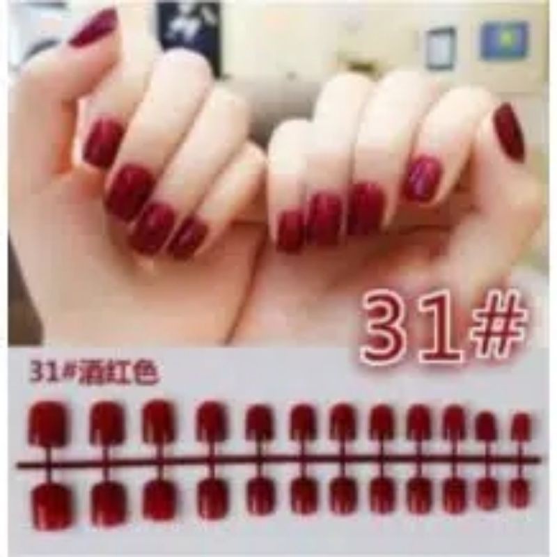 24 Tips Midi Fake Nails Pendek / Kuku Palsu Warna