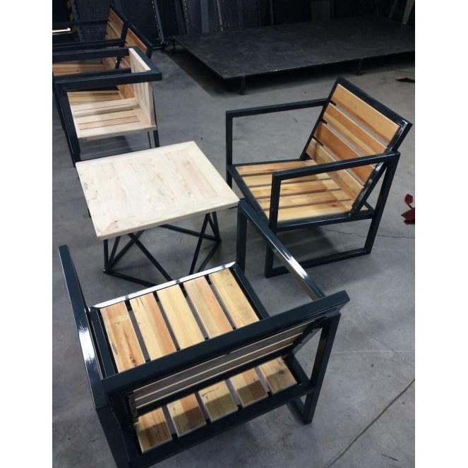 KURSI/MEJA TERAS SET KURSI MEJA BESI KAYU 2 KURSI 1 MEJA TERLARIS1111