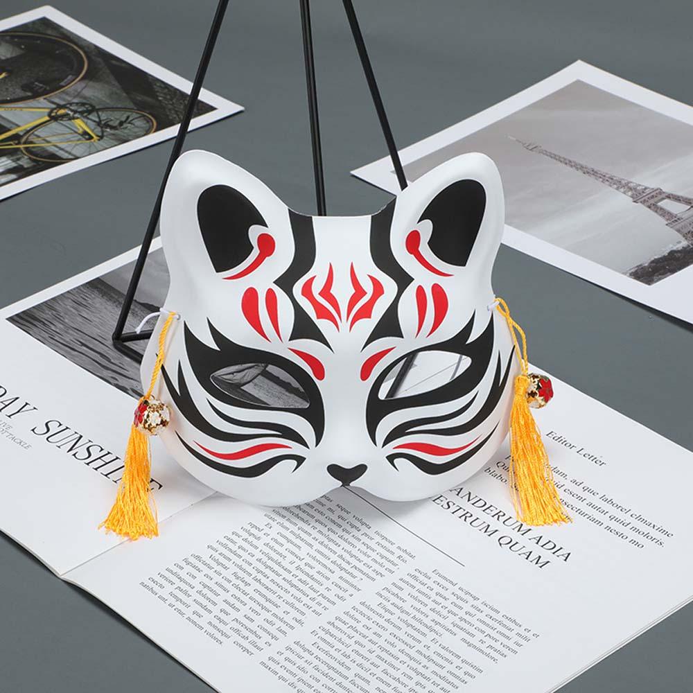 Nickolas1 Cosplay Topeng Unise Hand painted Cat Mask Plastik Jepang Anime Cosplay Alat Peraga Pesta