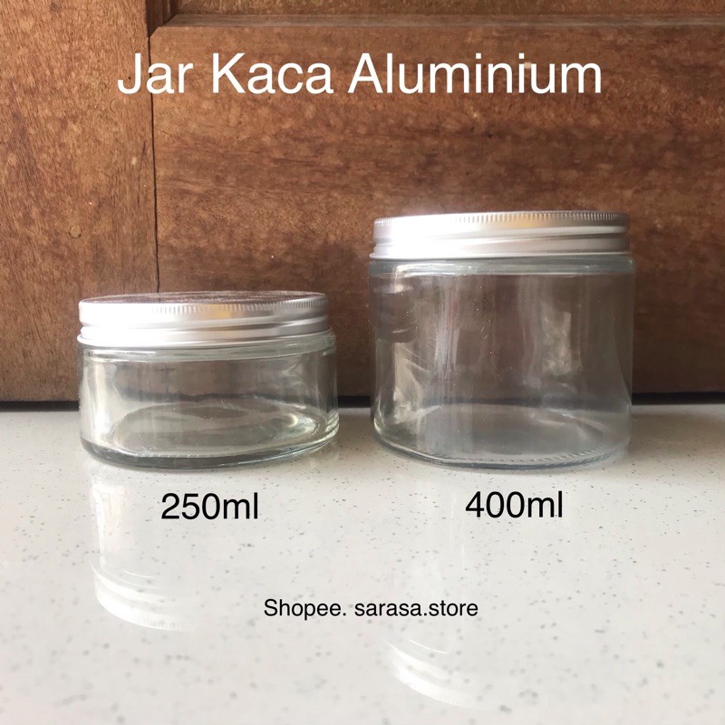 Toples Jar Kaca Tutup Aluminium Ulir 250ml 400ml Wadah Serbaguna Grosir