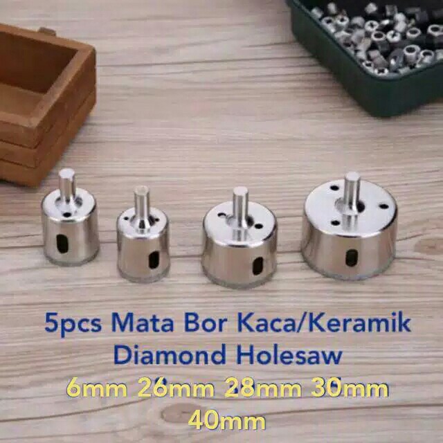 Mata Bor Kaca Keramik Diamond Holesaw Set 5pcs Rotary Tool