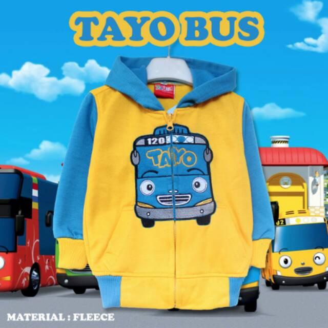 Jaket Anak Bandung - Jaket Anak Karkter Tayo Kuning Bordir