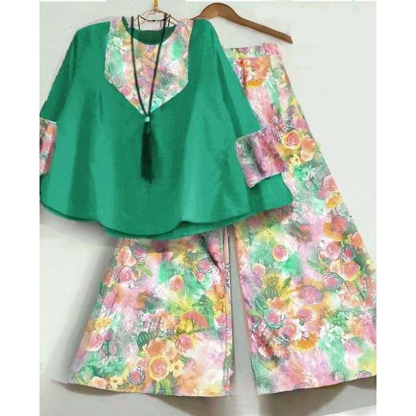 Unix Baju set wanita pesta 16258 Setelan Kulot Blossom Wulandari Green xl