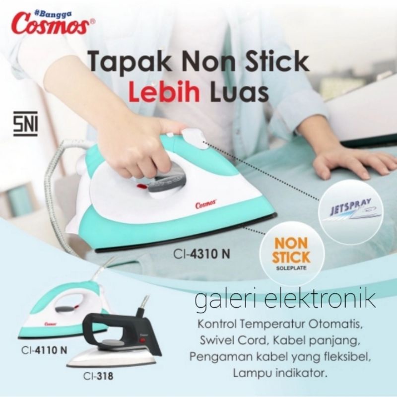 Setrika Cosmos/Setrika anti lengket/Setrika Otomatis CI 4110 N Original SNi