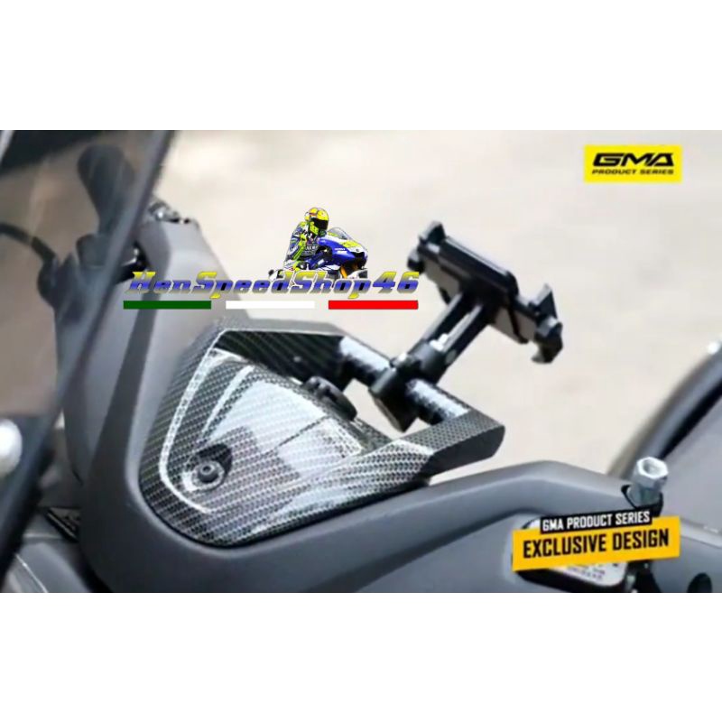 Cover Tutup Stang Breket Hp dan Chager hp Yamaha Nmax new 2020 Nemo Carbon paket holder hp nmax new