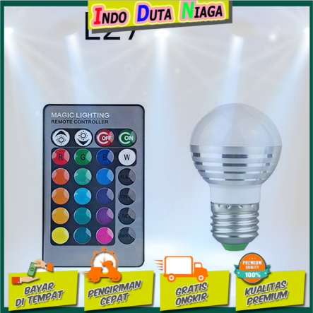 TaffLED Lampu Bohlam LED RGB 3W 16 Colors E27 + Remote Control - 2835