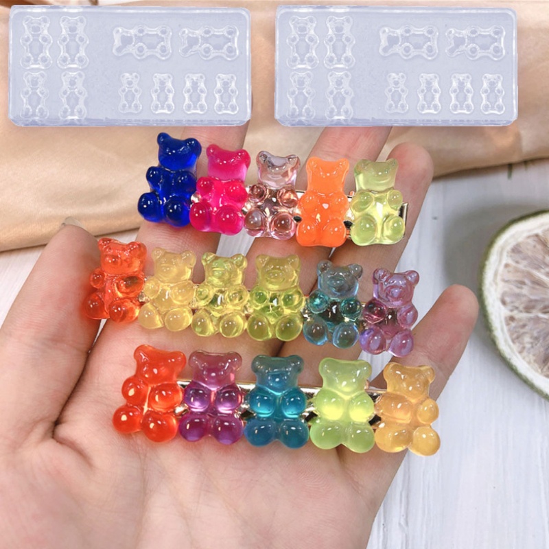 SIY  5Pc Cute Bear Nail Art Silicone Mini Gummy Bear Mold Candy Bear Resin Art Craft