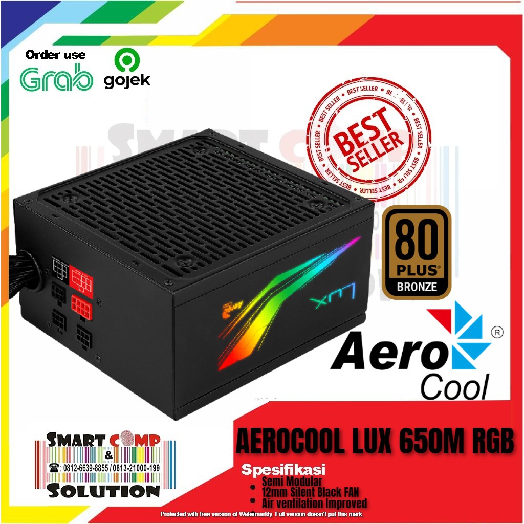 Power Supply Komputer Aerocool LUX RGB 650M - 650Watt 80plus Bronze