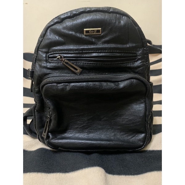 (PRELOVED)EN-JI Tas Ransel Hitam - sintetis