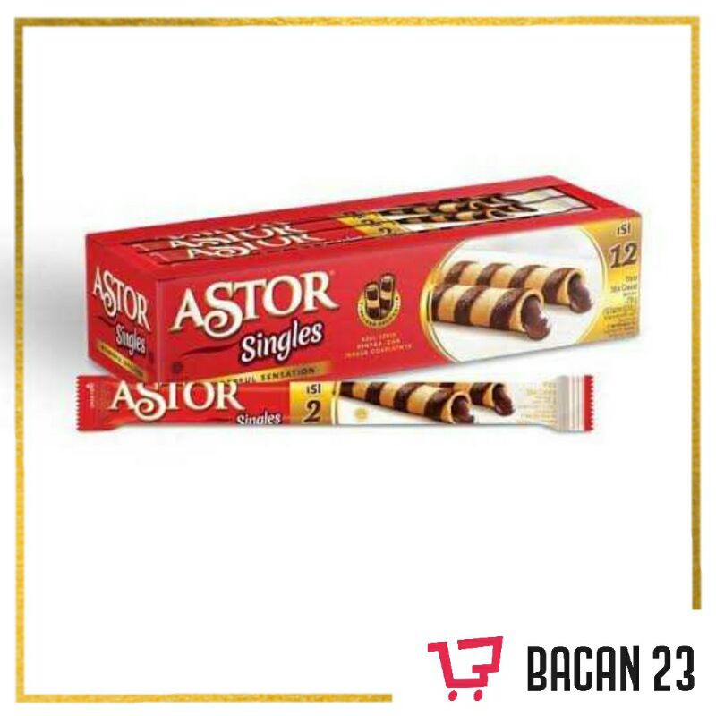 

Astor Singles (21 x 15gr) / Wafer Coklat Rolls / Wafer Stik Cokelat / Bacan 23 - Bacan23