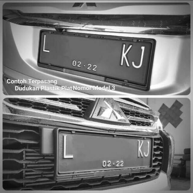 Dudukan Plastik Plat Nomor Mobil Model 3 Kualitas OEM