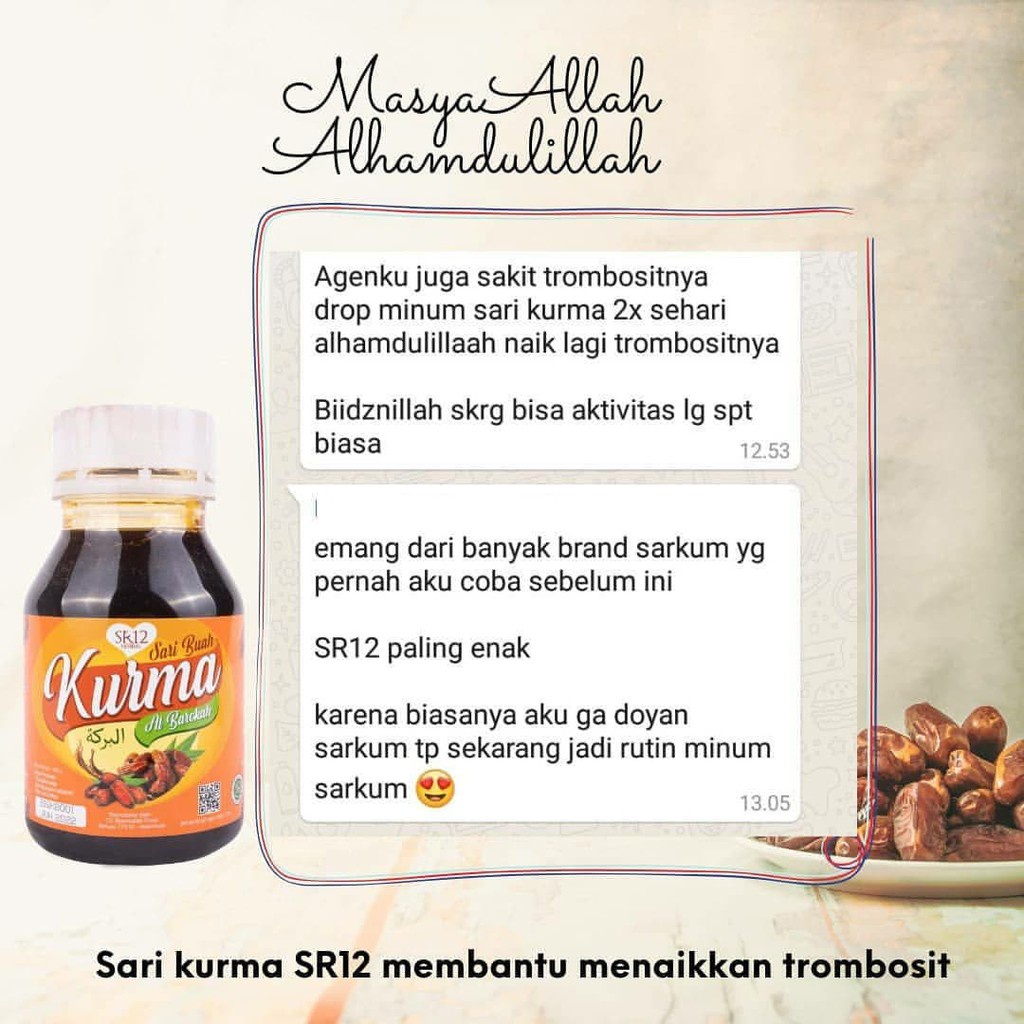 Sari Kurma SR12 | Sari Buah Kurma Al Barokah SR12 Herbal | Minuman Herbal SR12 | Daya tahan tubuh