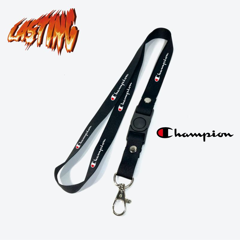 

Lanyard CHAMPION tali lanyard DISTRO gantungan kunci name tag id card kartu nama / lanyard podss vapee CHAMPION gantungan / bisa cod lanyard best seller lanyard hitam lanyard murah