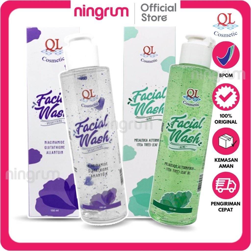 Ningrum QL Cosmetic Facial Wash Brightening | Acne 150ml Sabun Cuci Muka Facial Foam - 7010