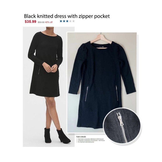 G*p black dres with zipper pocket