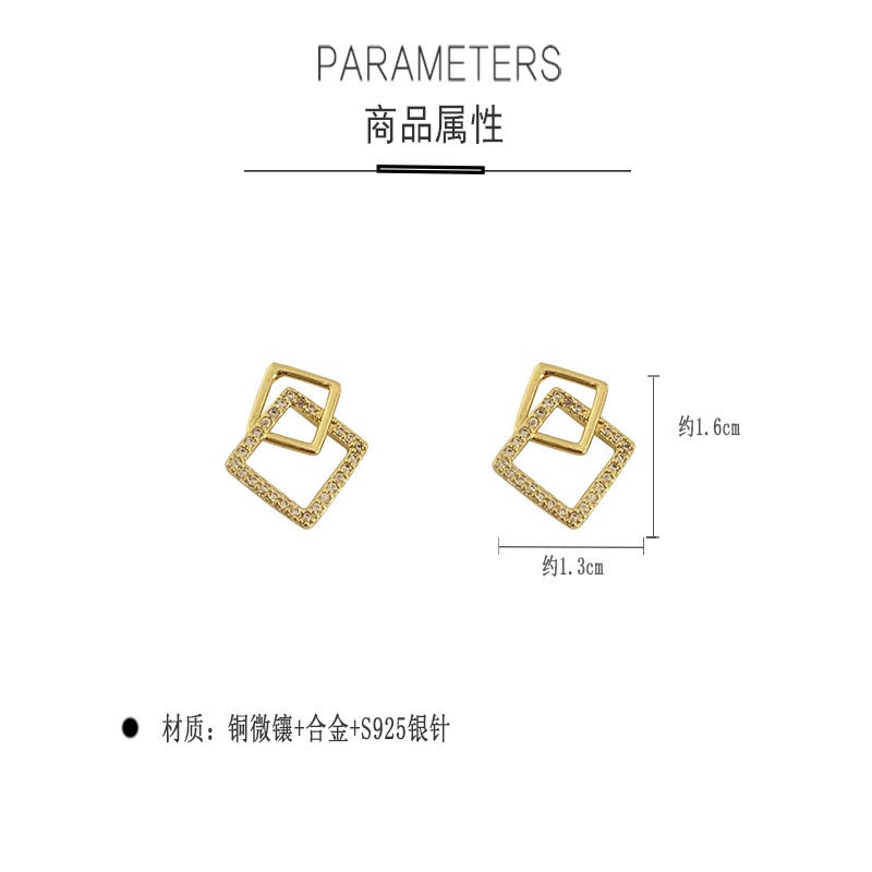 Bahasa Perancis gaya geometris square anting-anting untuk Wanita Baru Fashion online merah temperame