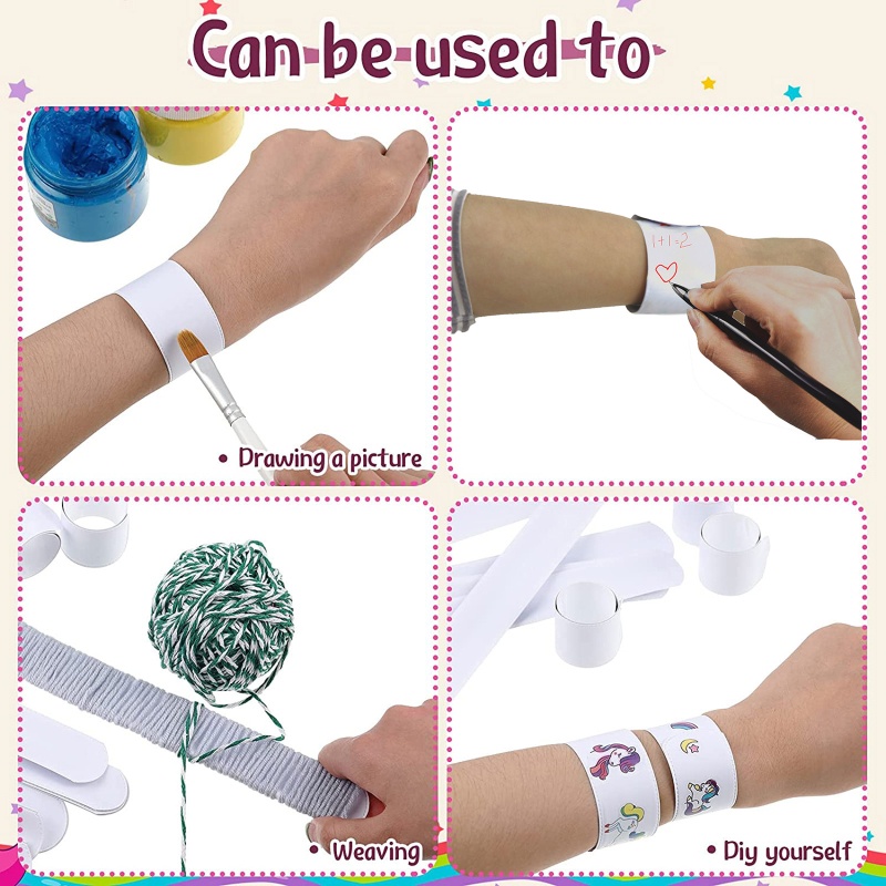 30 Pcs / set Gelang Slap Band Kosong Bahan Plastik Warna Putih Untuk Pesta