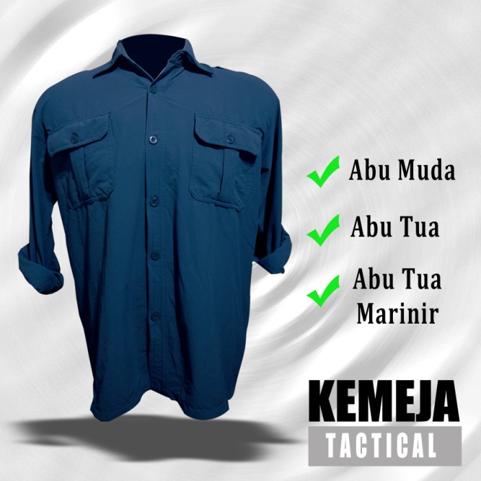 Kemeja Tactical | PDL | Outdoor Pria Lengan Panjang Warna Abu-Abu - Abu Tua Marinir