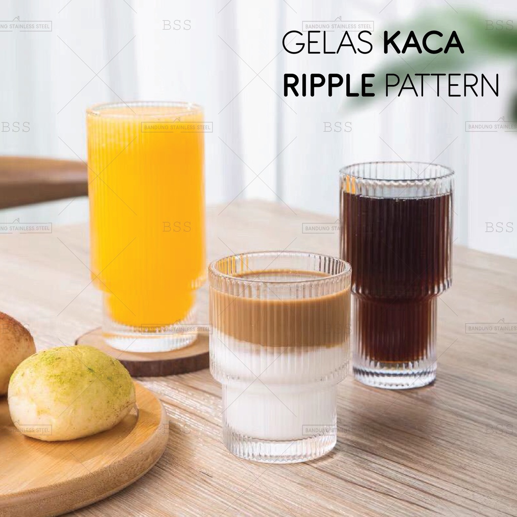 Gelas Kaca 190ml 210ml 300ml Kopi Susu Ripple Tebal Tinggi Yo-Reum Aesthetic Korean Drinking Glass