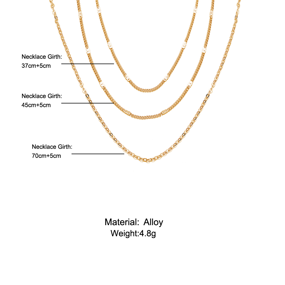 Kalung Rantai Multilayer Warna Emas Gaya Vintage Untuk Hadiah