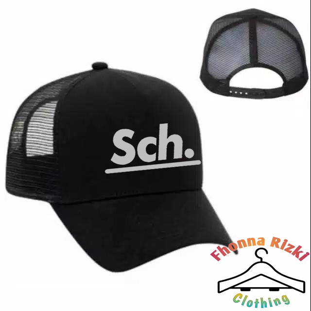 Topi Jaring Trucker "SCH" Logo Silver/ Topi Keren / Baseball / Topi Snap Back