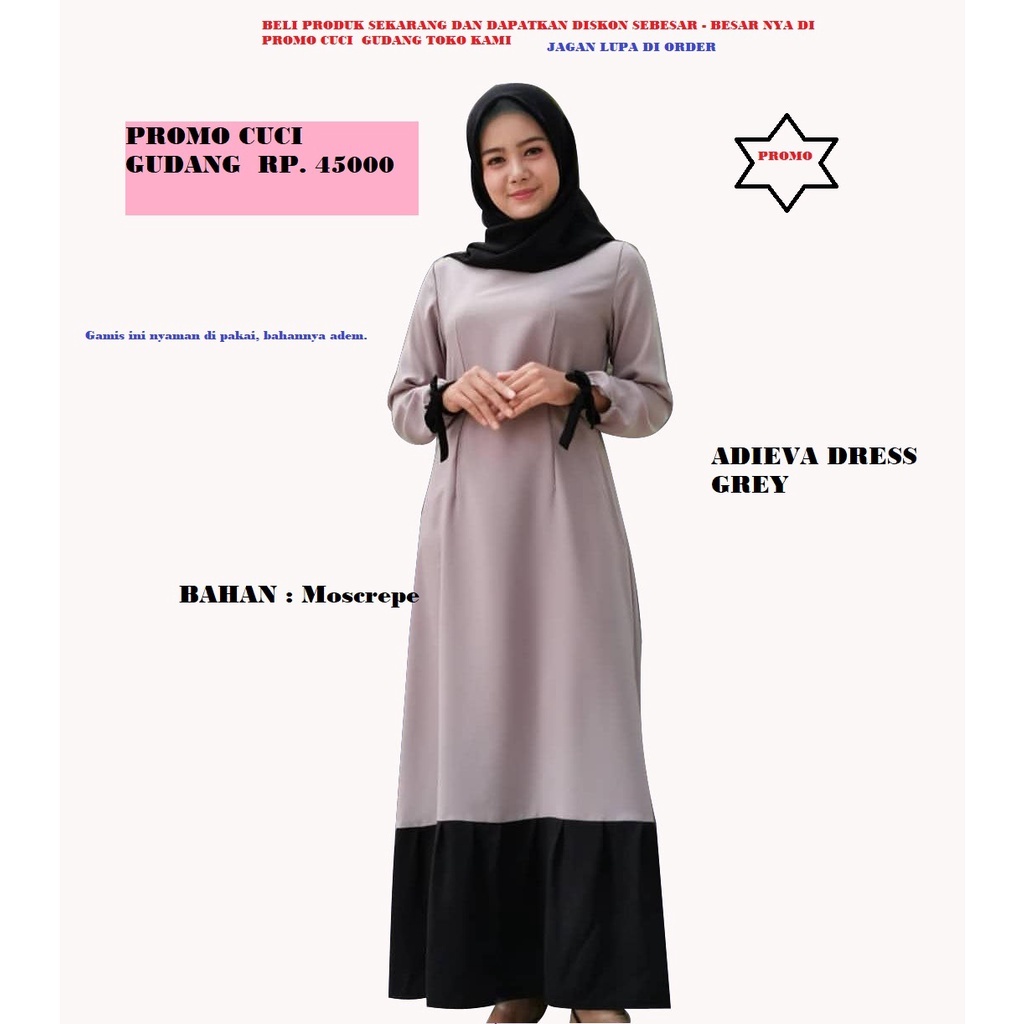 ADIEVA DRESS Bahan Moscrepe Pakaina Wanita Gamis Panjang Terusan Gamis Wanita Dress Mulim Terbaru