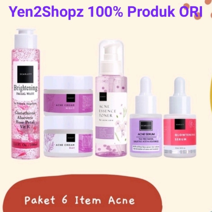 Paket JERAWAT SCARLETT SCARLET ACNE SERUM DAN CREAM - ACNE 3 IN 1