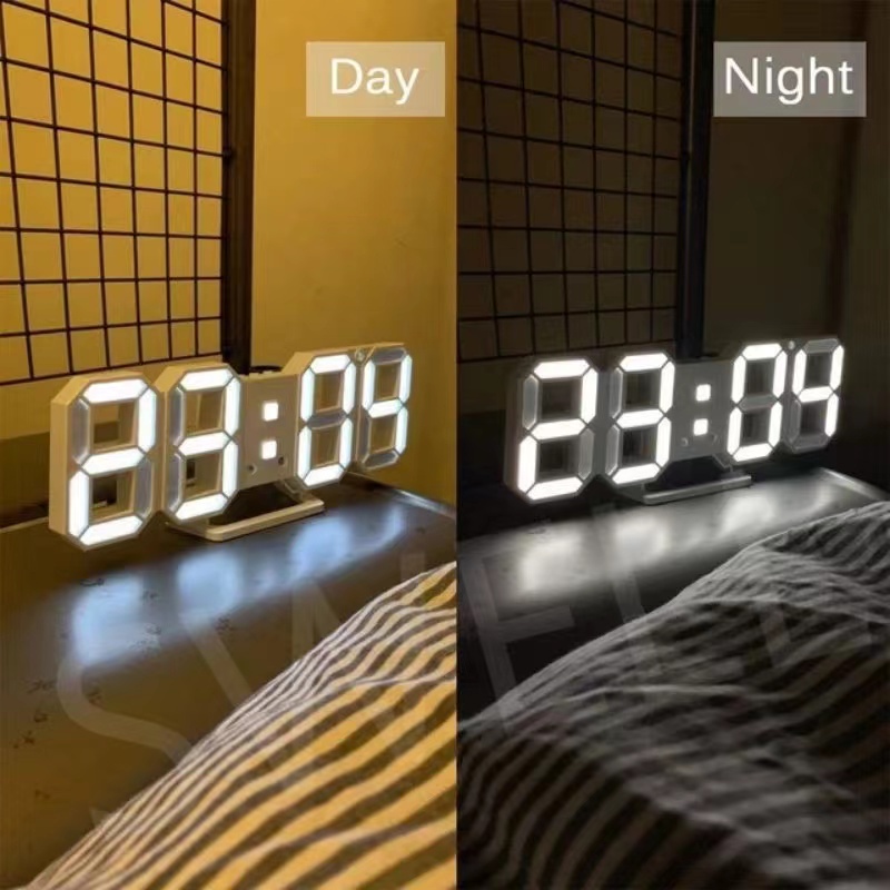 100% Ori Jam Dinding Digital Led/Jam Meja-Alarm-Suhu/Jam 3d Besar Modern