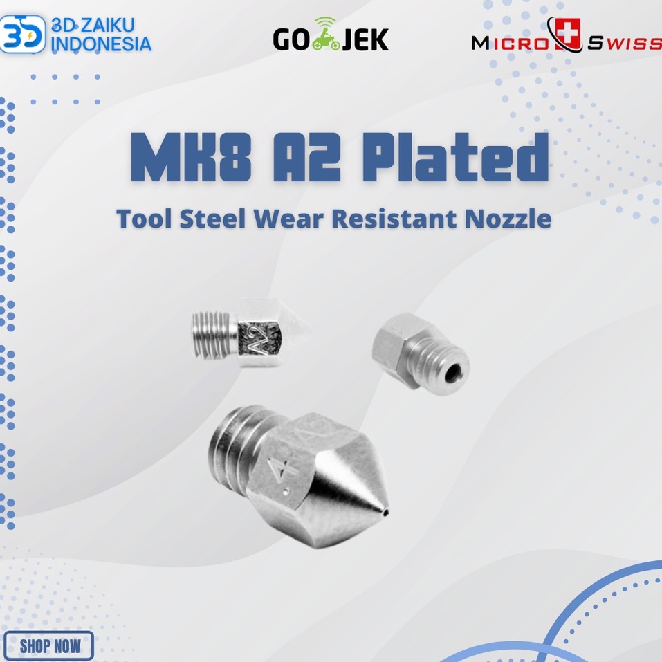 Micro Swiss MK8 Plated A2 Tool Steel Wear Resistant Nozzle