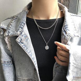 Kalung Rantai  COIN 02 Korea Fashion Gaya Punk Hip Hop Coin Necklace Wanita Pria HipHop Punk 2 Layer