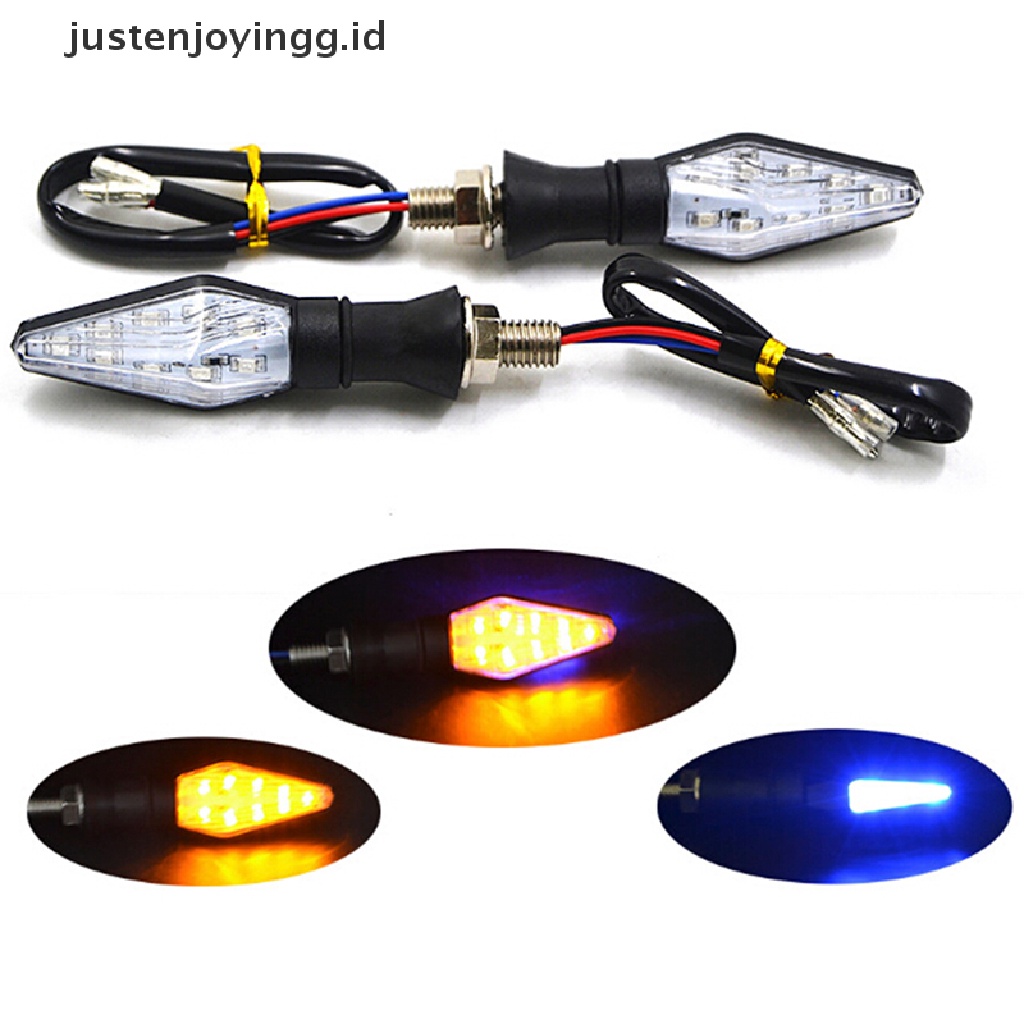 Lampu Sein 12-led Warna Amber + Biru Untuk Motor