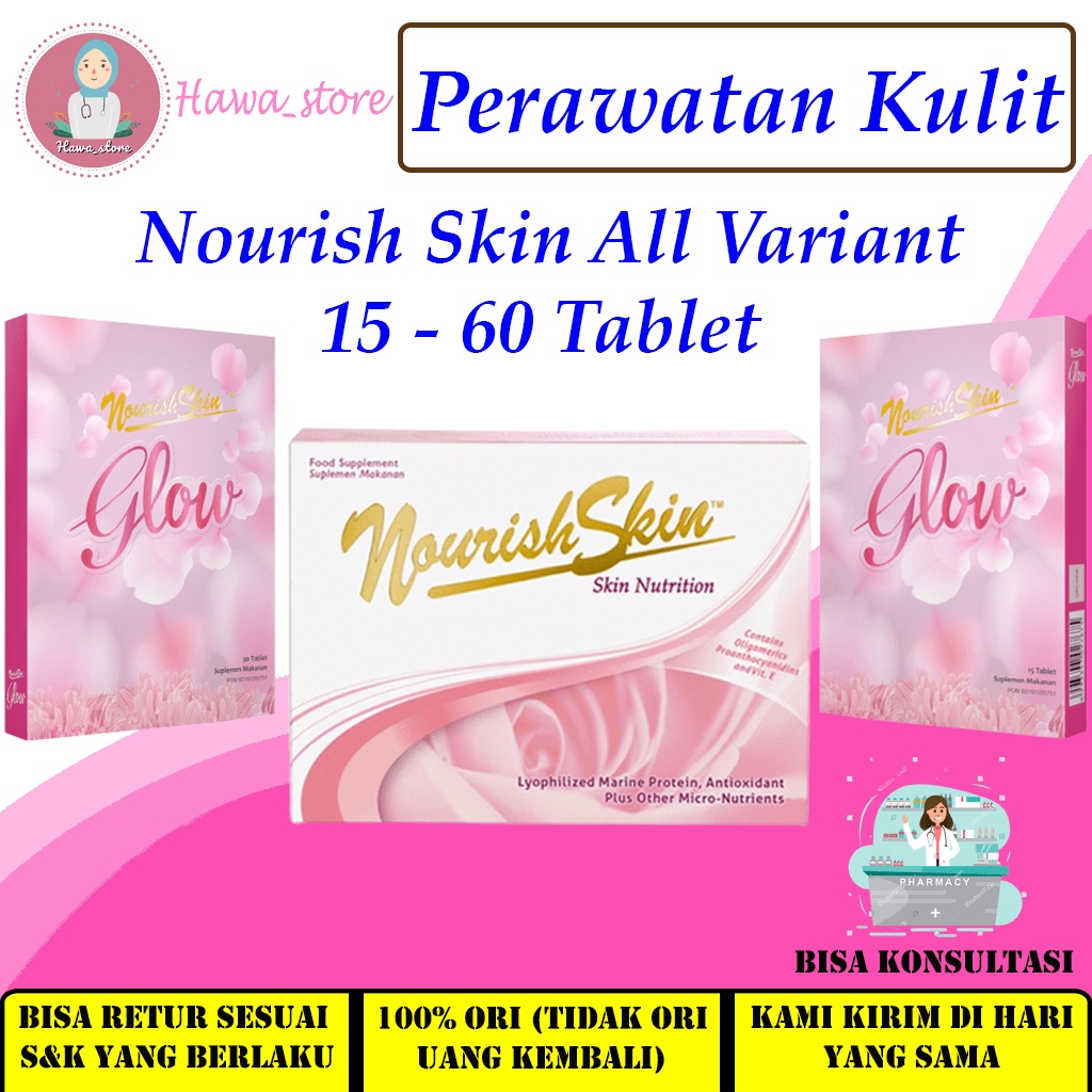 Nourish Skin & Nourish Glow 15 30 60 / Nutrisi / Vitamin / Suplemen / Kulit  / Jerawat / Kusam / Ker