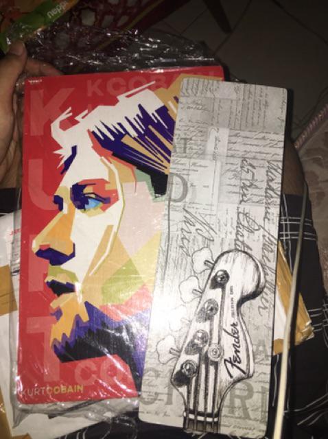 Walldecor Hiasan Dinding Bass Fender Poster Kayu Vintage  Ukuran  10x30cm