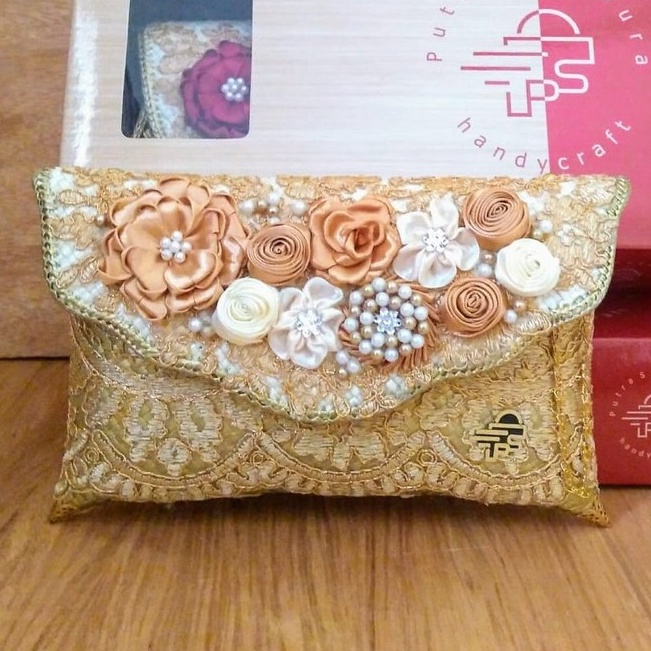 RJ CRAFT - Clutch Pesta Wanita Clutch Brokat Premium Clutch Anyaman Pandan Brokat Cantik Eksklusif