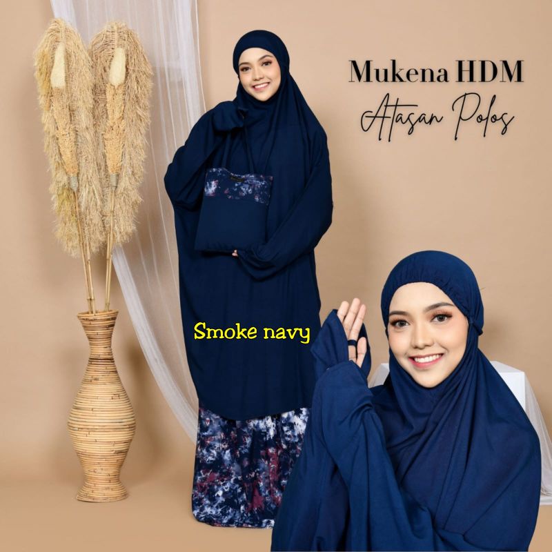 Mukena Bali Tunik Berlengan HDM atas Polos (atas bawah/putusan)