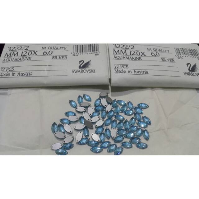 Batu swarovski Aquamarine 3222/2 MM 12 x 6